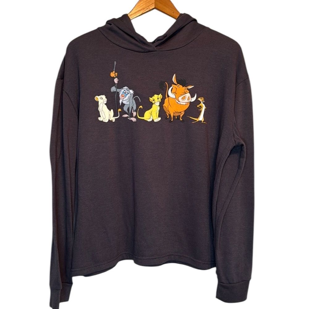 Disney Lion King Hoodie dark brown gray shirt sweatshirt long sleeve movies